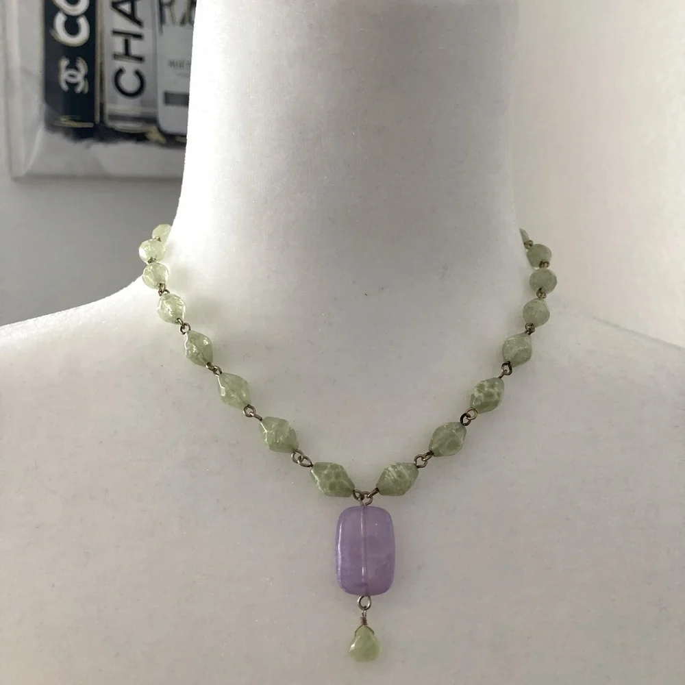 Monet Vintage Green Stones Necklace